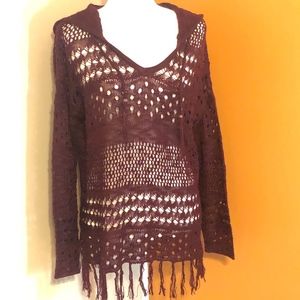 United States Sweaters Hooded Crochet Sweater
